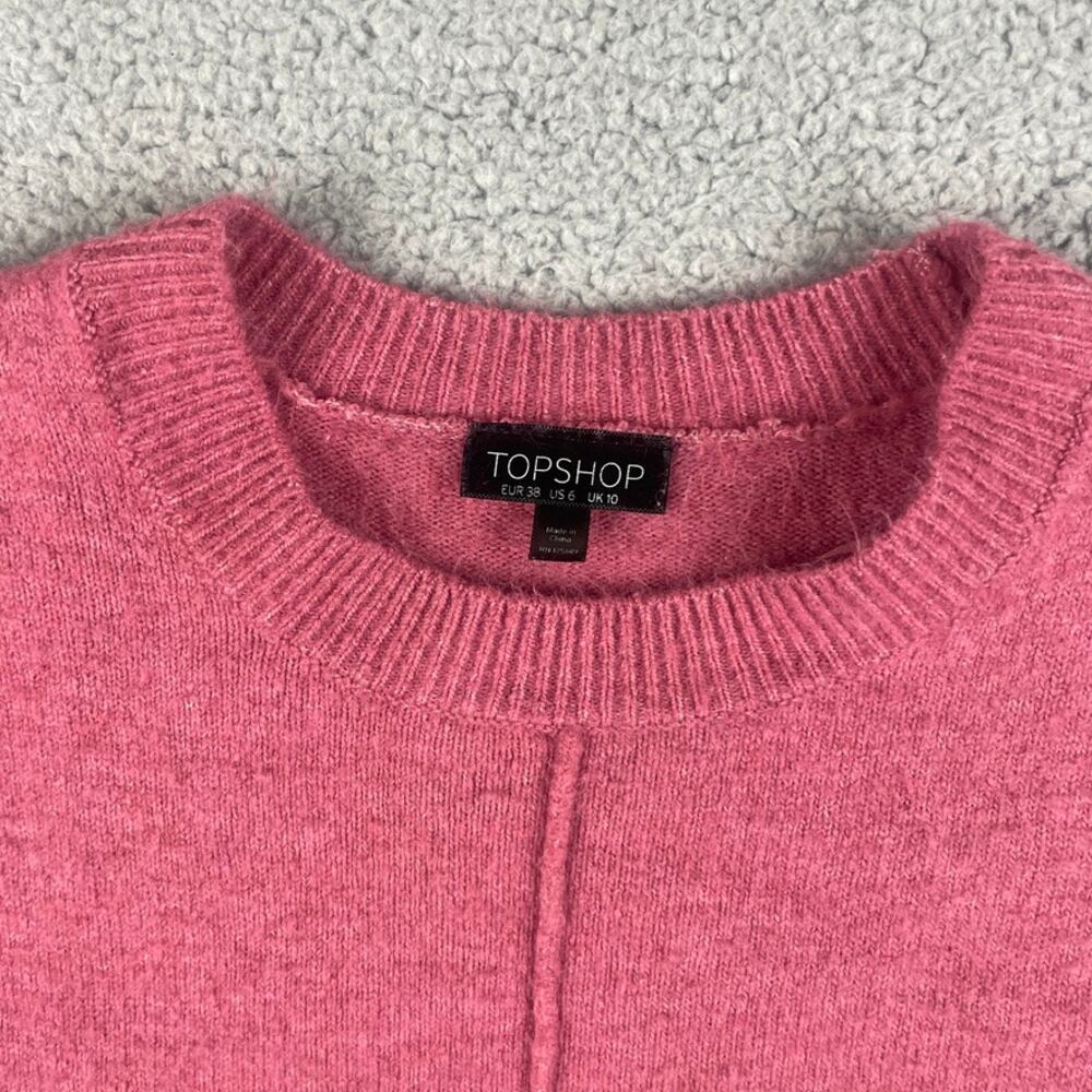 Topshop Women's 6 Pink Acrylic Polyester Elastane Crew Neck Long Sleeve Sweater - Picture 2 of 11